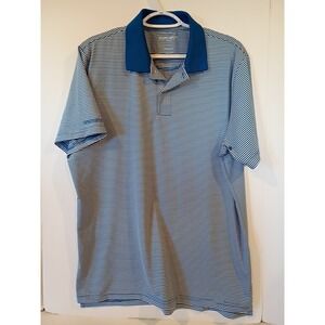 Bonobos Golf Mens L Blue Striped Slim Fit Performance Short Sleeve Polo